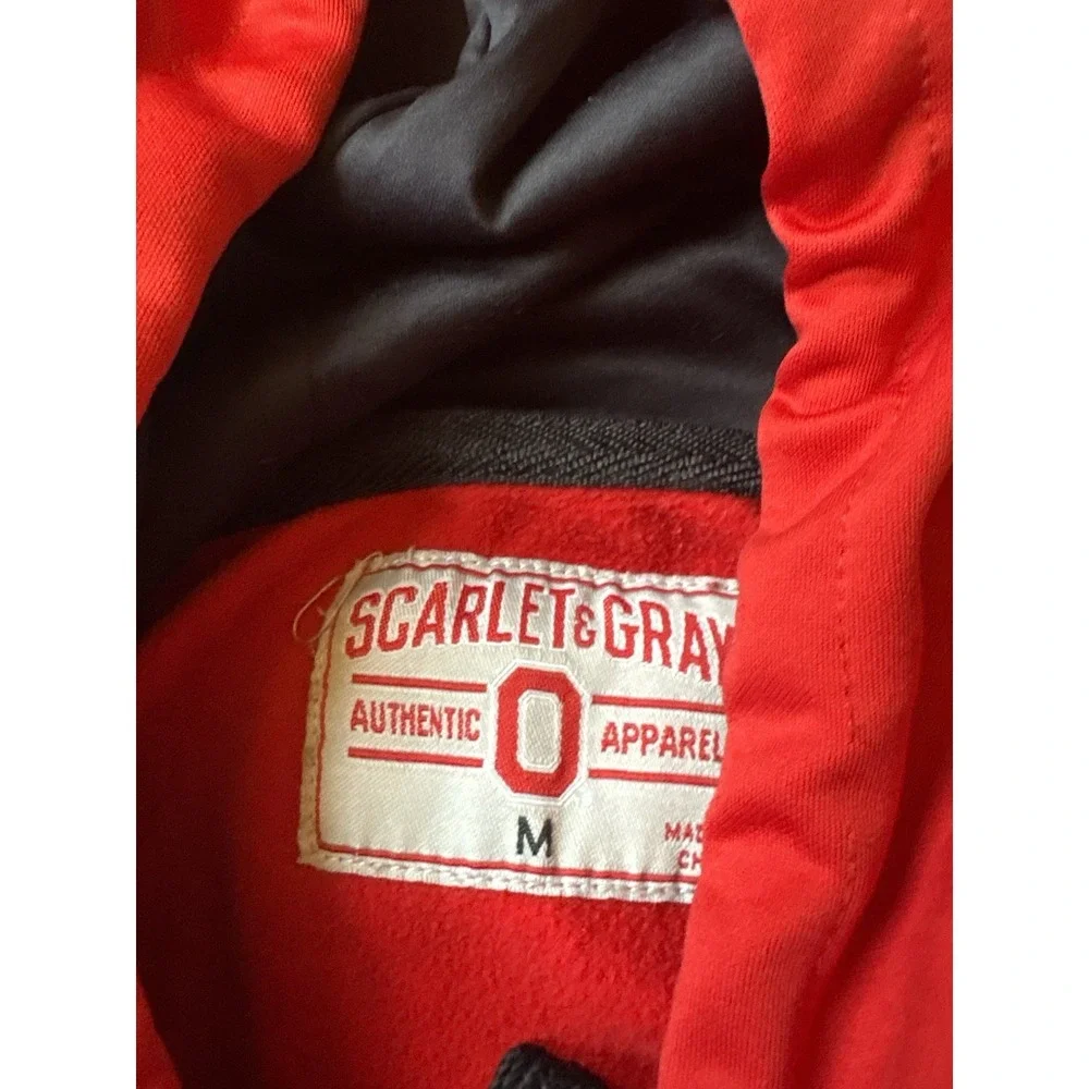 Ohio State University Buckeyes Hoodie Embroidered Red Drawstrings Mens Sz Medium